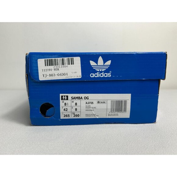 Adidas Unisex Samba OG Shoe in White Metallic Silver - Sz 8.5M / 9.5W - New - Picture 13 of 16